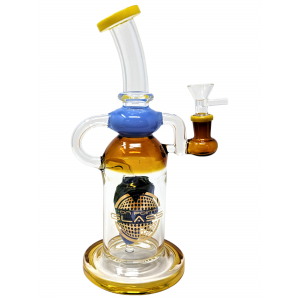 11" On Point Glass Assorted Monster Face Perc Water Pipe Rig - [ABC18]